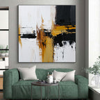 Black White Gold Abstract Painting with Modern Drama WINK483