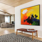 Bold Color Mountain Silhouette with Vivid Sky Abstract Painting ABS342