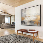 Gold - Accented Abstract Painting for Glamorous Spaces YHT107
