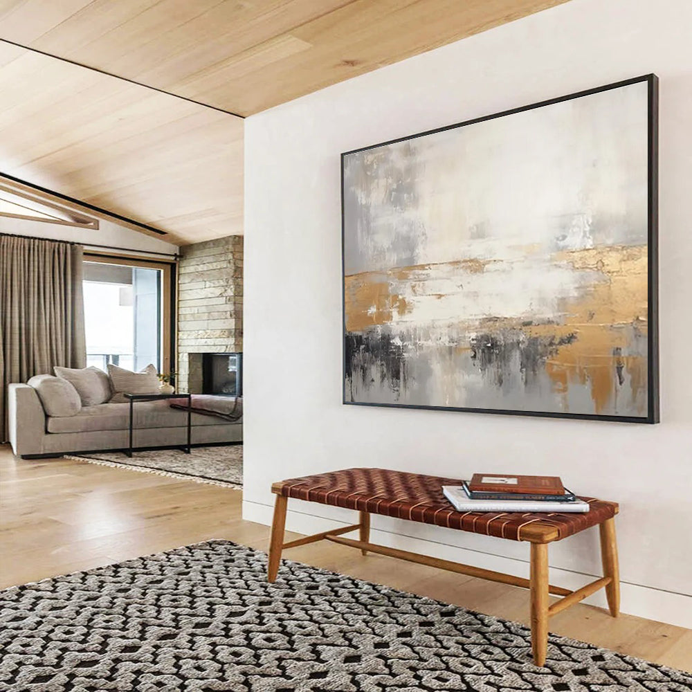 Gold - Accented Abstract Painting for Glamorous Spaces YHT107