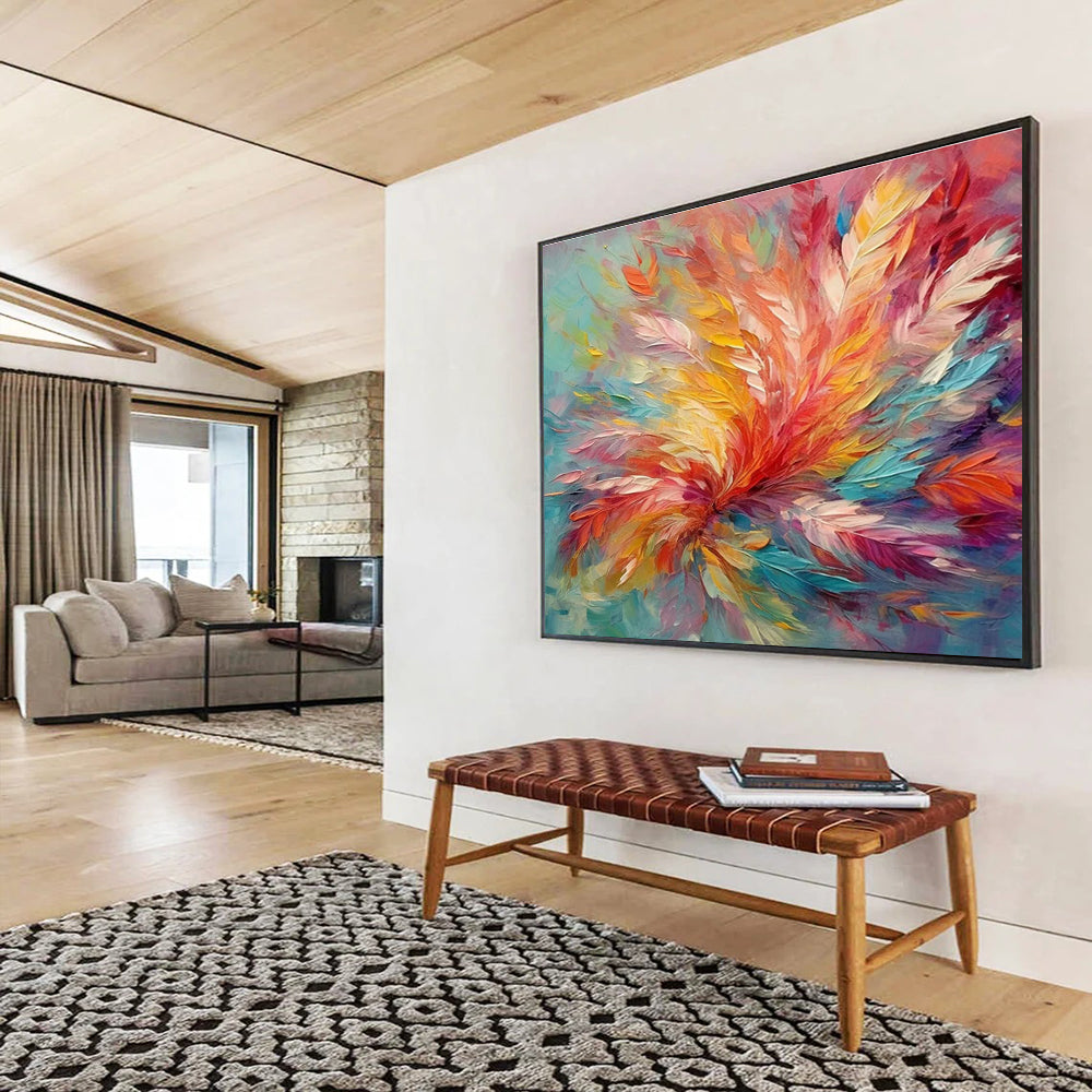 Colorful Wave Rhythm Abstract Painting for Modern Beachfront Resorts YHT302