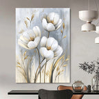 White Tulips with Gold Chic Abstract Painting for Modern Living GAB1526
