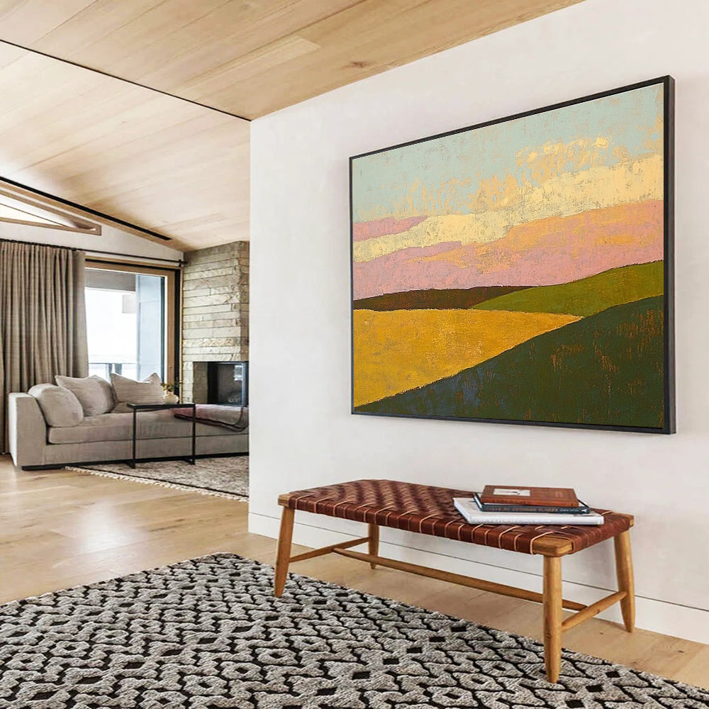 Pastel Landscape with Color Blocks Abstract Painting with Soft Harmony ABS575