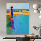 Colorful Figure by the Sea - Vibrant Impressionistic Abstract Art GAB0465