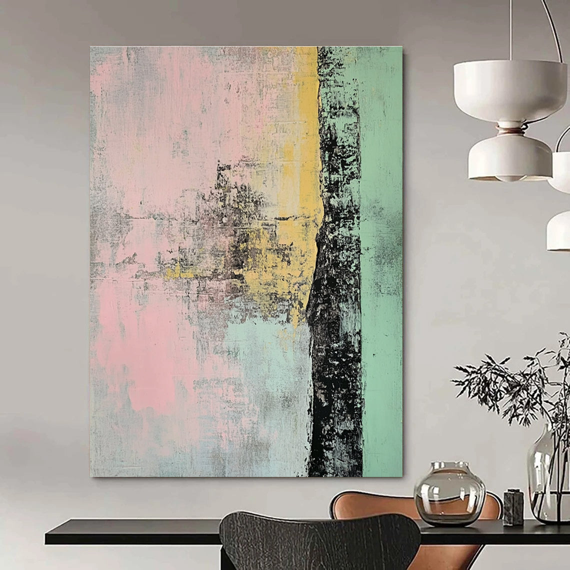 Textured Abstract in Pastels Painting for Bohemian - Style Boutiques GAB1225