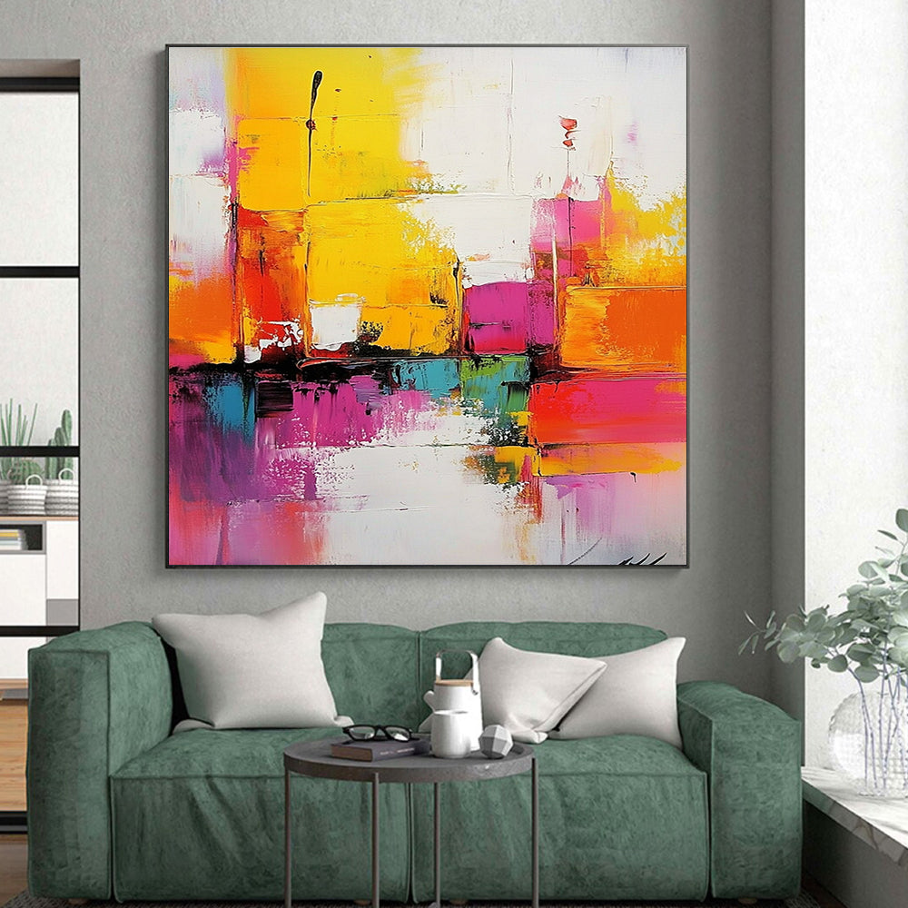 Colorful Cubist Abstract Painting with Vibrant Shapes WINK656