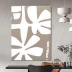White Floral Shapes on Beige - Stylized Botanical Art GAB0401