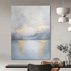 Lake with Golden Reflections Abstract Painting for Serene Interiors GAB0704