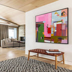 Pink - Toned Abstract City Painting for Modern Spaces YHT013