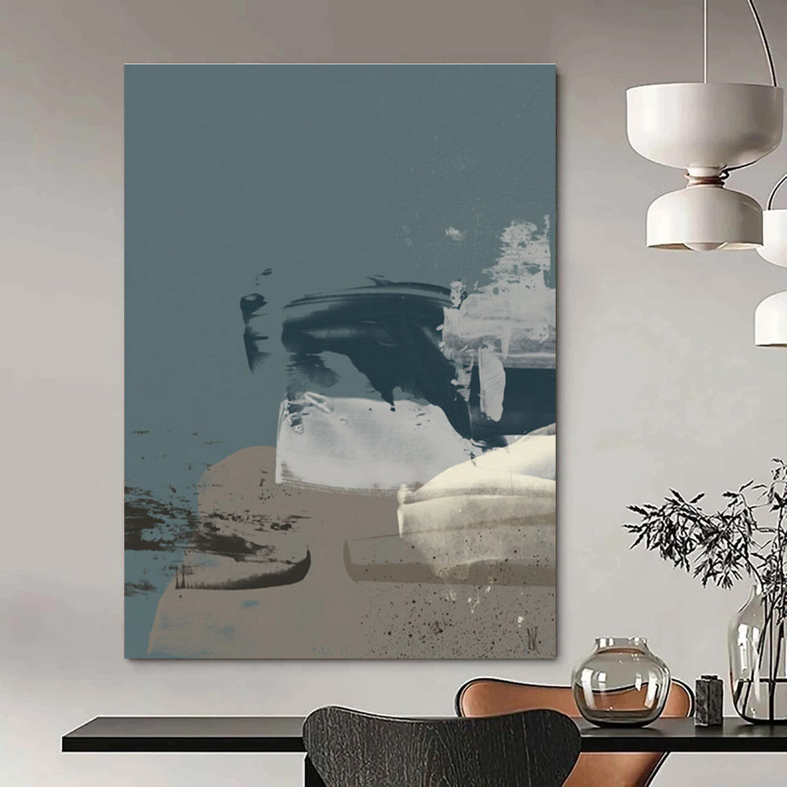 Modern Abstract Shape Collage Painting for Contemporary Decor HENG242