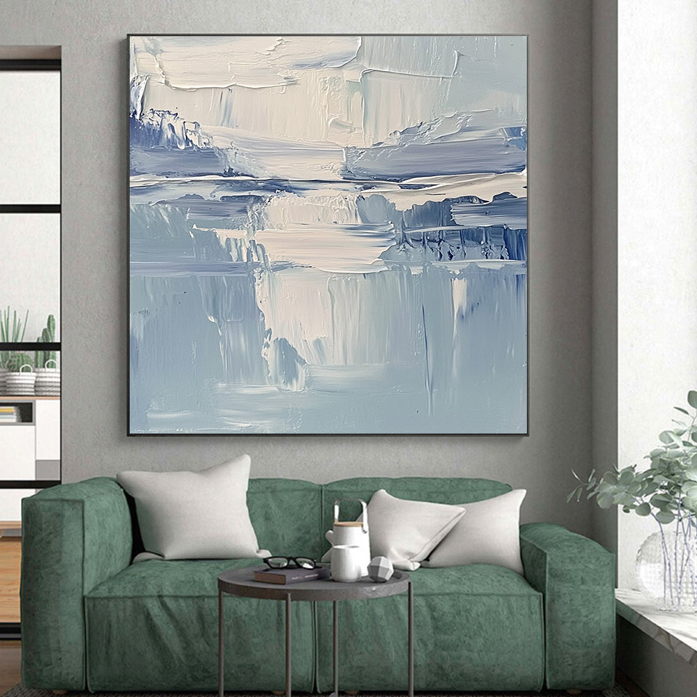 Textured Blue Abstract Painting with Calming Depths WINK761