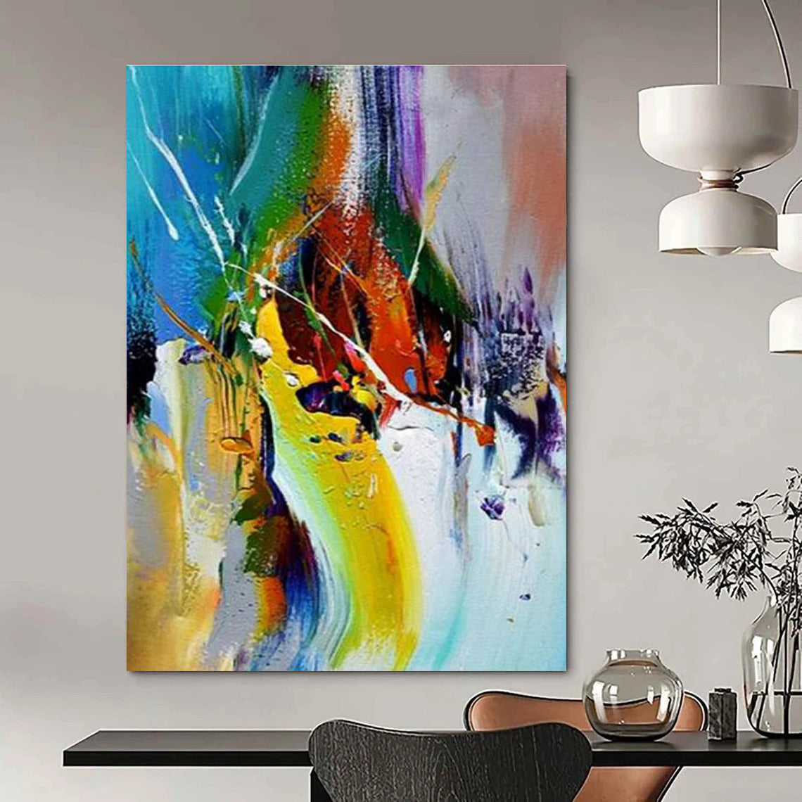 Dynamic Color Streak Abstract Painting for Art - Centric Hallways HENG414