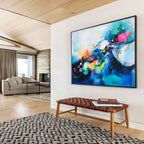 Blue - themed Colorful Abstract with Whimsical Elements Abstract Painting ABS383