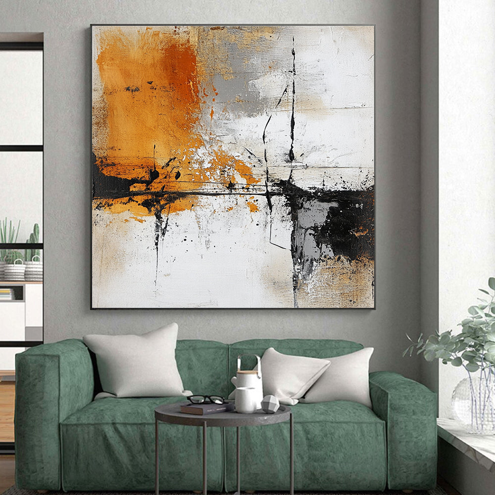 Orange Gray Abstract Textures Painting with Bold Strokes WINK631
