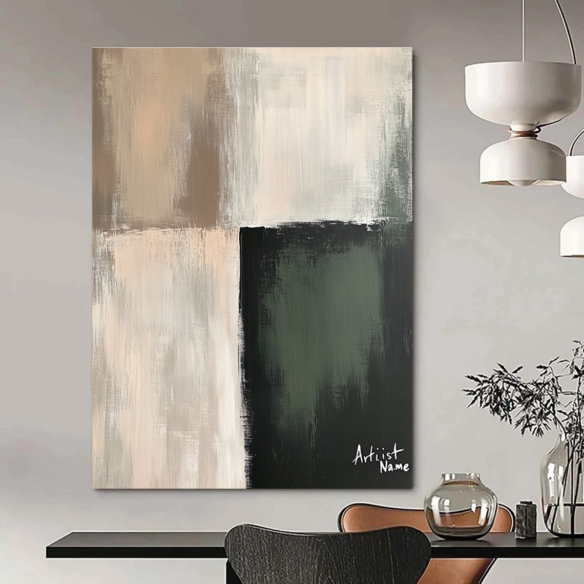 Contrasting Color Blocks Abstract Painting of Modern Simplicity GAB0208