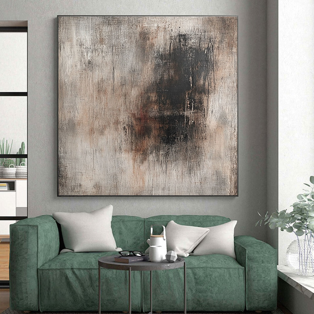 Gray and Brown Textured Abstract Painting with Rustic Charm WINK282