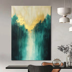Enchanting Gold and Green Forest Abstract Painting GAB0679