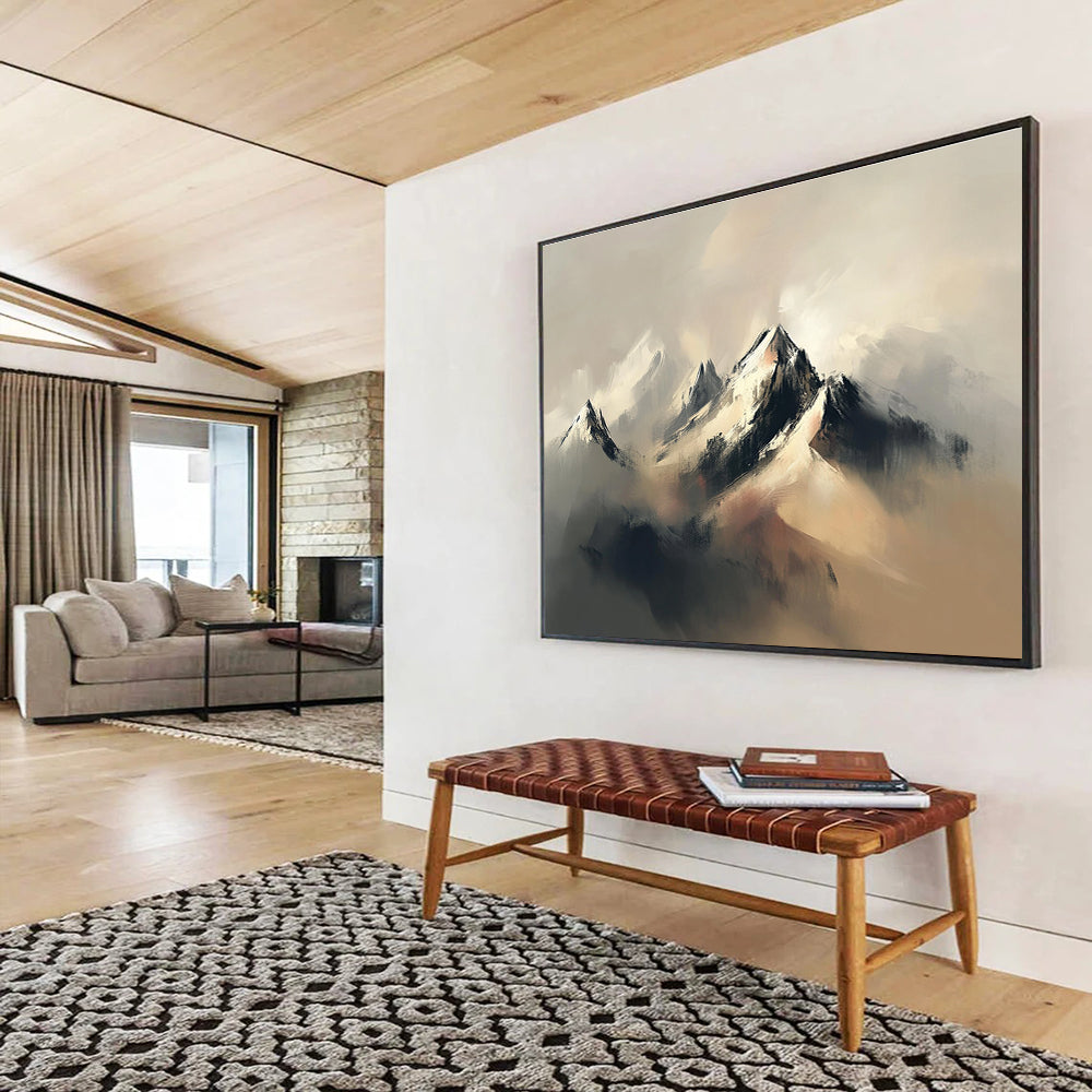 Misty Mountain Abstract Painting with Majestic, Ethereal Beauty ABS459