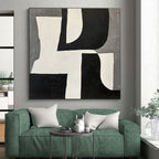 Geometric Black White Gray Abstract Painting with Clean Forms WINK611