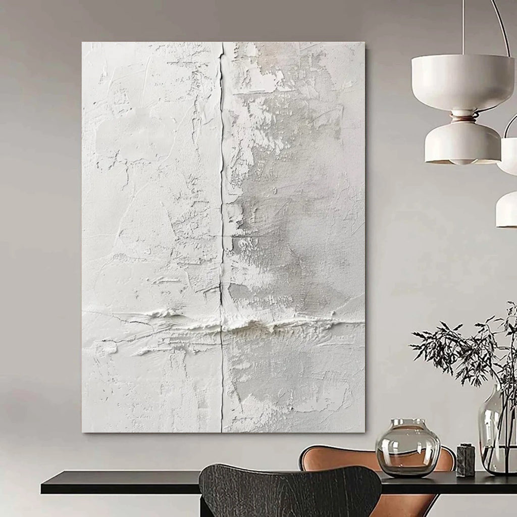 Textured White Wall Abstract Painting for Contemporary Art Spaces HENG066