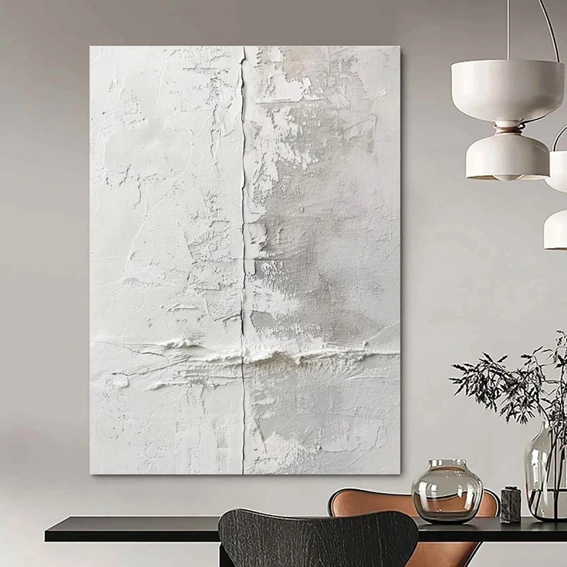 Textured White Wall Abstract Painting for Contemporary Art Spaces HENG066