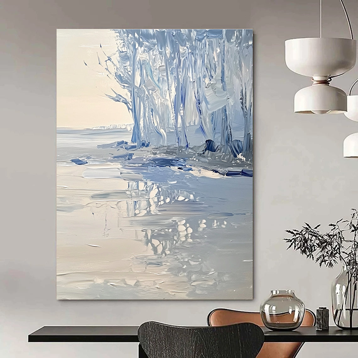 Icy Forest Abstract Painting for Winter - Themed Spaces GAB1066