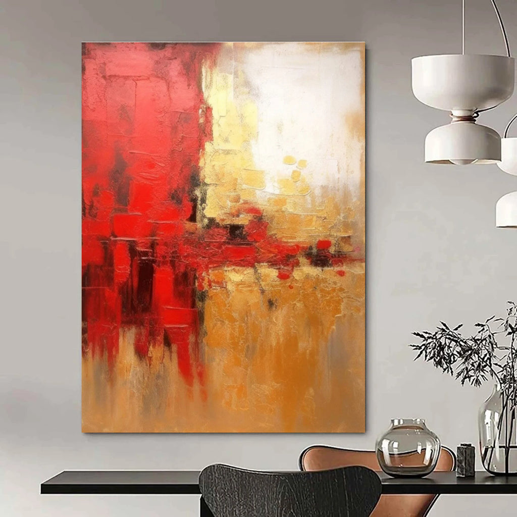 Red and Gold Abstract Painting for Opulent Event Venues HENG069