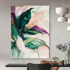 Pastel Floral Leaves Abstract Painting of Gentle Nature GAB0186