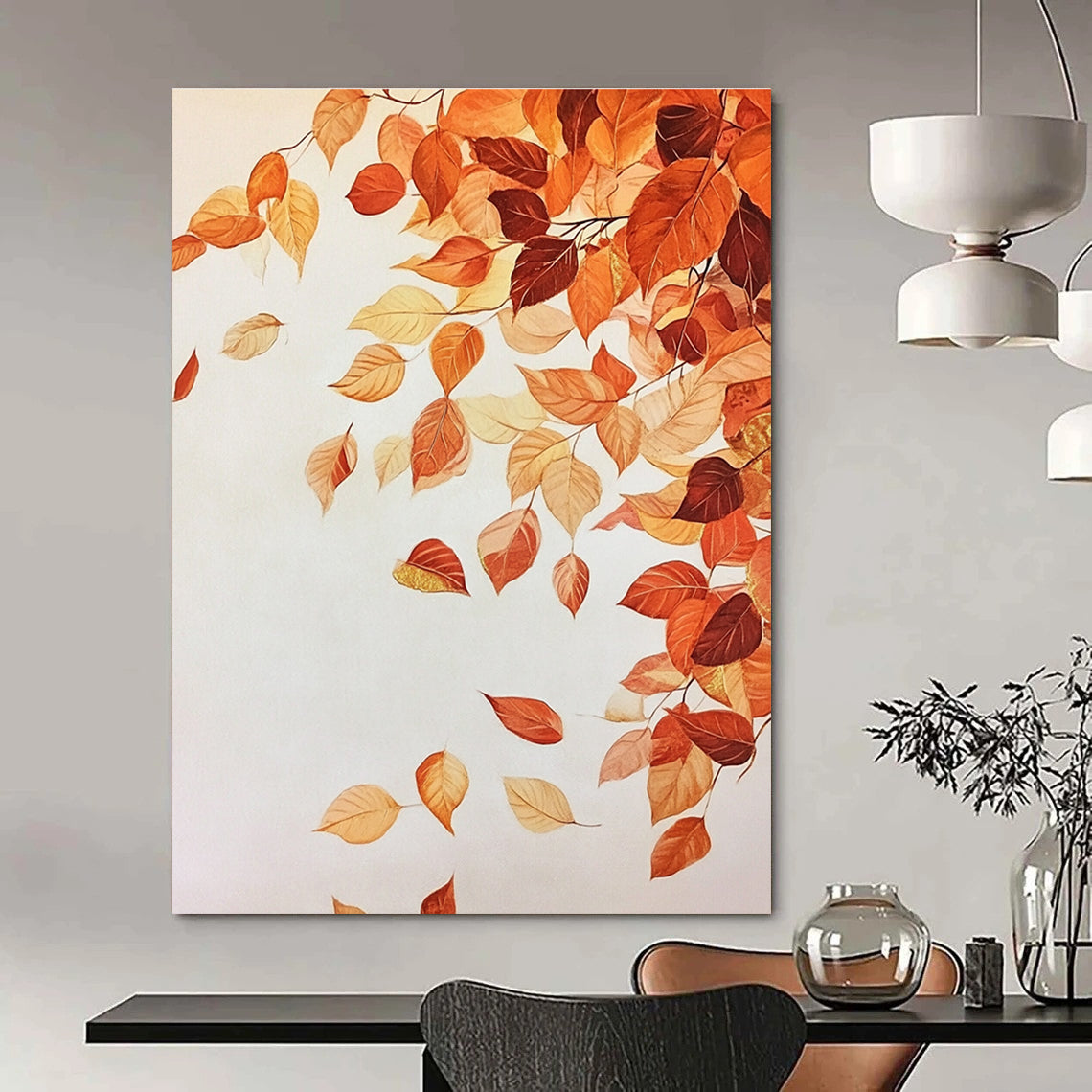 Autumn Leaves in Flight Delicate Seasonal Abstract Painting GAB0277
