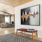 Black, White, and Gold Textured Abstract Painting ABS303