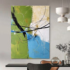 Green Blue Line Abstract Painting for Contemporary Art Galleries GAB0779