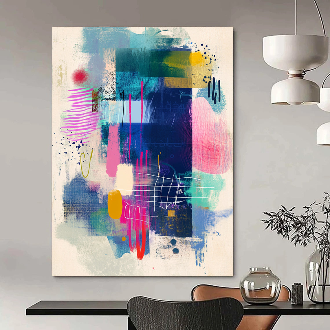 Colorful Mixed Abstract Forms Painting of Artistic Freedom GAB0099