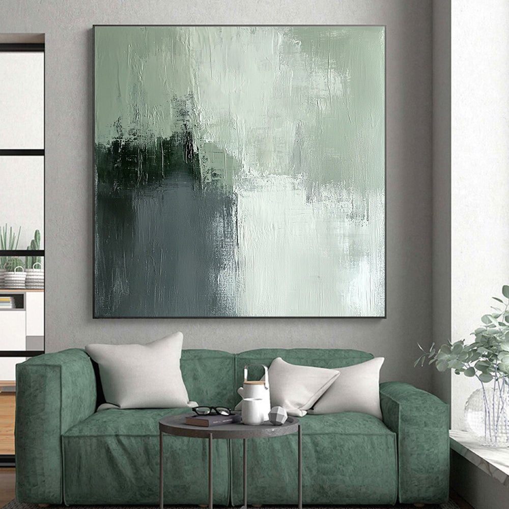 Gray Green Abstract Textures Painting with Subtle Tones WINK651