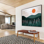 Minimalist Landscape with Sun  Calm and Serene ABS057