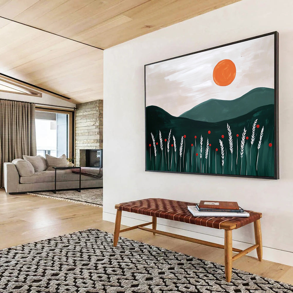 Minimalist Landscape with Sun  Calm and Serene ABS057