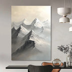 Monochrome Mountain Peaks - Serene Landscape Abstract Art GAB0411