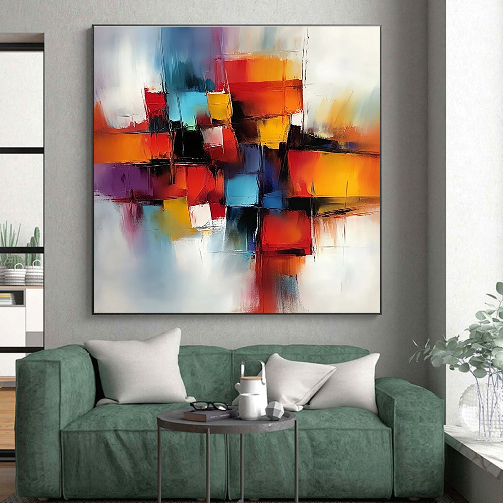 Colorful Cubic Abstract Painting with Vibrant Blocks WINK670