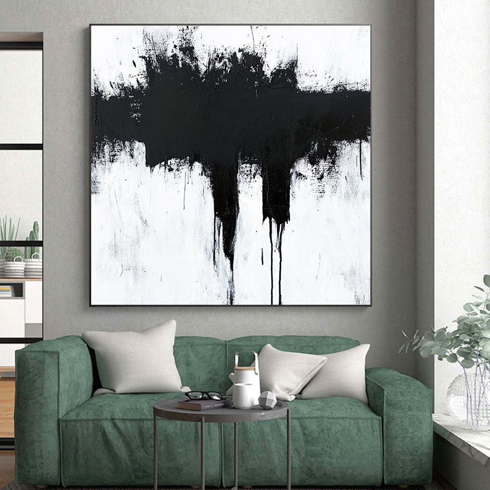 Dripping Black Abstract Painting with Edgy Emotion WINK346