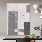 Gray - White Minimalist Abstract Painting for Modern Hallways HENG396