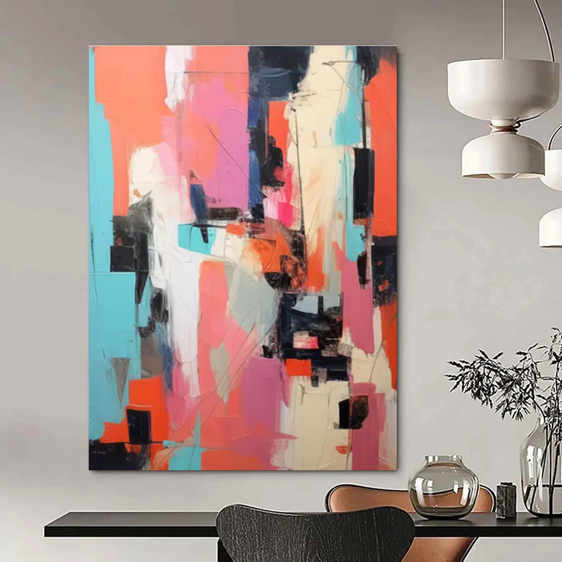 Colorful Geometric Abstract Painting for Creative Workspaces HENG127