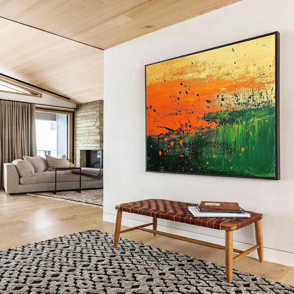Splatter - Style Landscape Abstract Painting with Bold Color Splashes ABS250