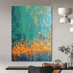 Cat in the Flower Field Enchanted Landscape Abstract Painting GAB0261