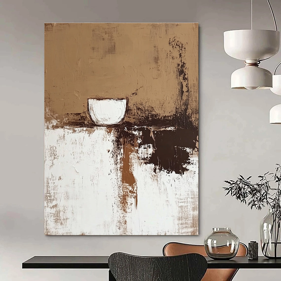 Abstract Cup and Textures Abstract Painting in Earth Tones GAB0047