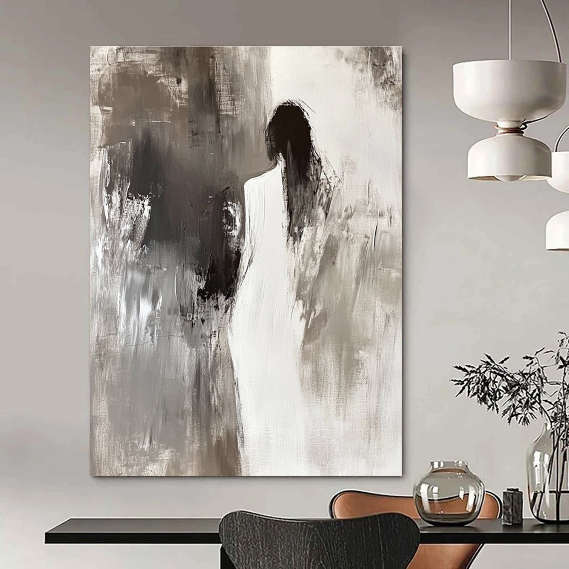 Silhouette in Gray Abstract Painting for Minimalist Studies GAB1105