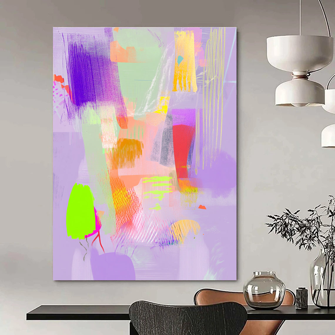 Neon Purple Abstract Painting for Trendy Boutiques GAB1030
