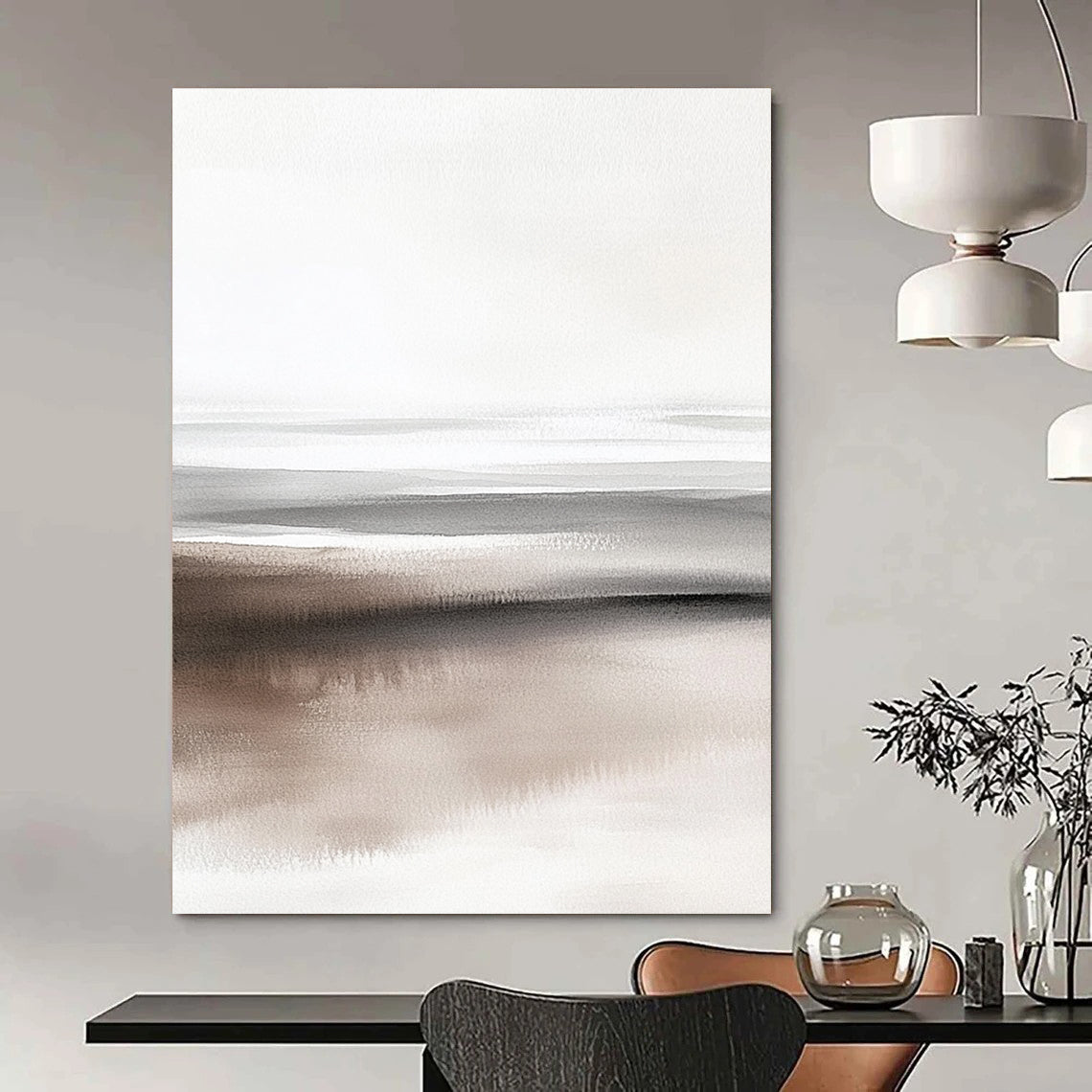 Monochrome Beach Abstract Painting for Industrial - Style Lofts GAB0983