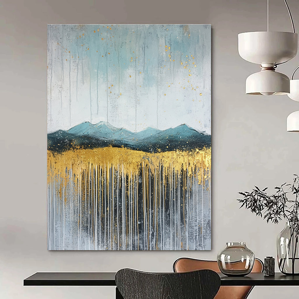 Golden Mountain Abstract - Elegant Landscape with Metallic Accents GAB0532