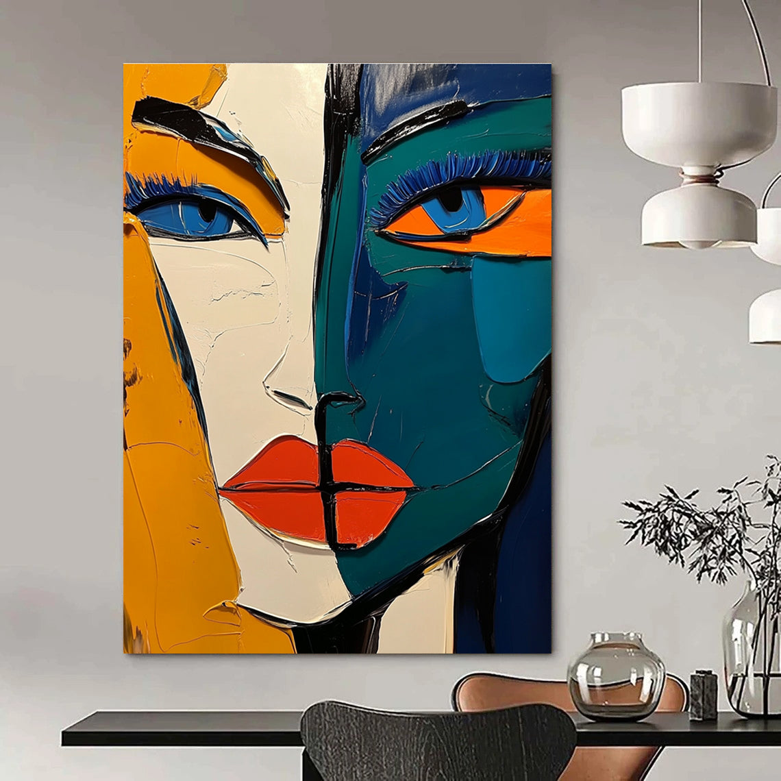 Colorful Cubist Portrait - Bold Figurative Abstract Art GAB0485