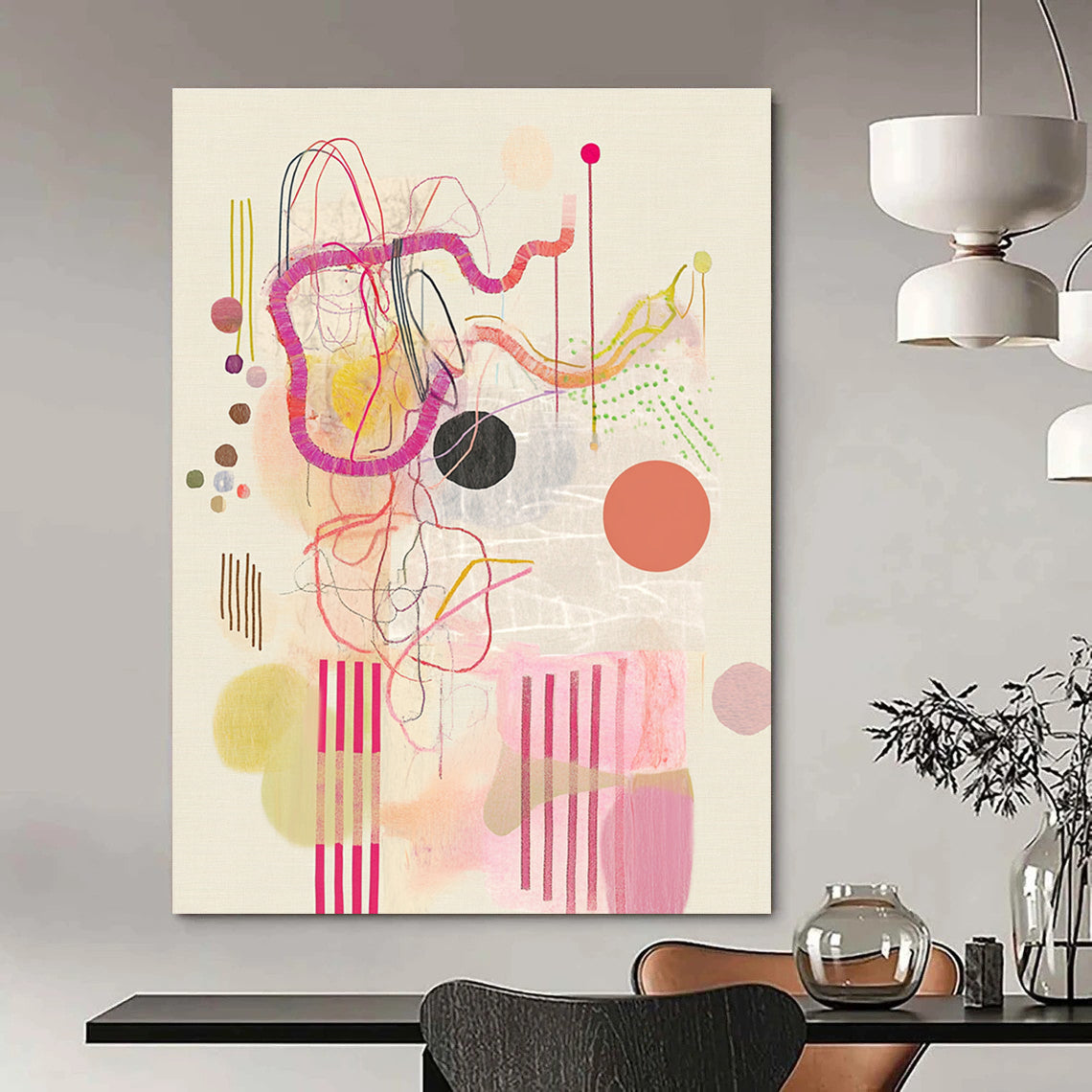 Playful Mixed - Media Abstract Painting for Eclectic Kids’ Playrooms GAB1258