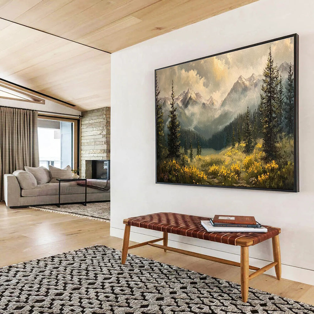 Mountain Meadow Abstract Painting for Nature - Inspired Living Rooms YHT420